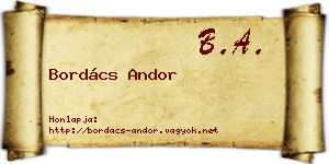 Bordács Andor névjegykártya