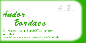 andor bordacs business card